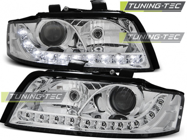 LED Tagfahrlicht Design Scheinwerfer für Audi A4 B6 00-04 chrom